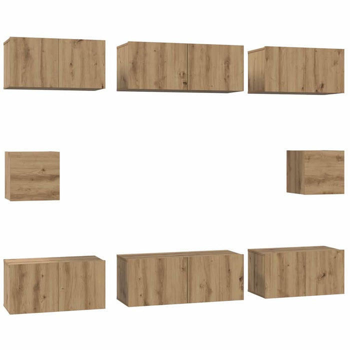 Set comodă TV Pe perete 8 pcs Stejar Artizanal Lemn compozit - WALTI WALTI