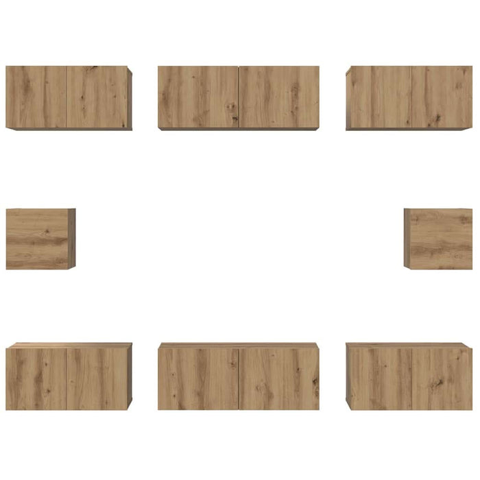 Set comodă TV Pe perete 8 pcs Stejar Artizanal Lemn compozit - WALTI WALTI