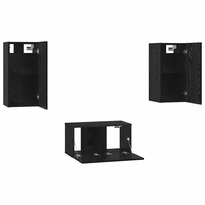 Set comodă TV cu raft 3 pcs Stejar negru 60 x 30 x 30.5 cm - WALTI WALTI