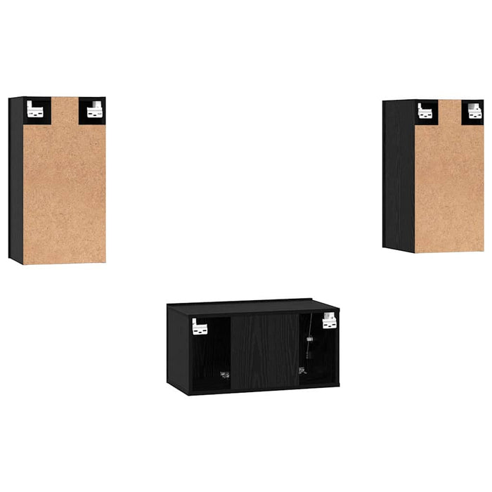 Set comodă TV cu raft 3 pcs Stejar negru 60 x 30 x 30.5 cm - WALTI WALTI