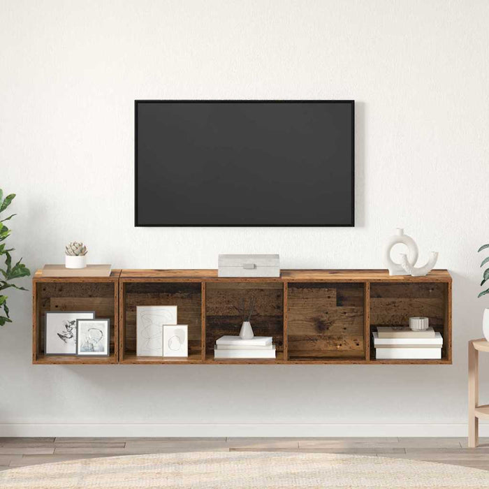 Set dulap TV 2 pcs Lemn vechi 37 x 37 x 142.5 cm Lemn compozit - WALTI WALTI