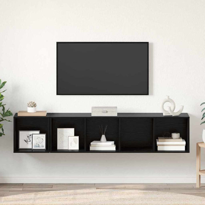 Set dulap TV 2 pcs Stejar negru 37 x 37 x 142.5 cm - WALTI WALTI