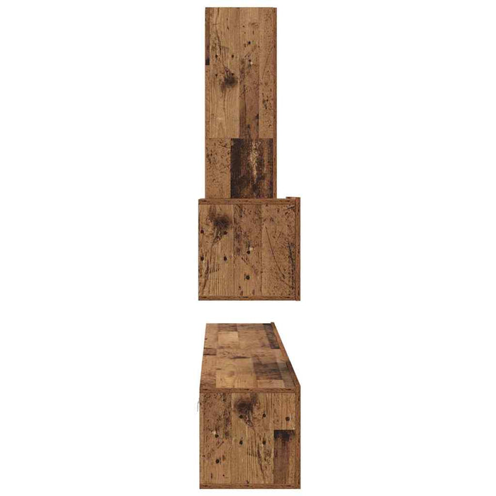 Set dulap TV cu raft Pe perete Altele cu depozitare cu ușă 4 pcs Lemn vechi Mediu Lemn compozit - WALTI WALTI