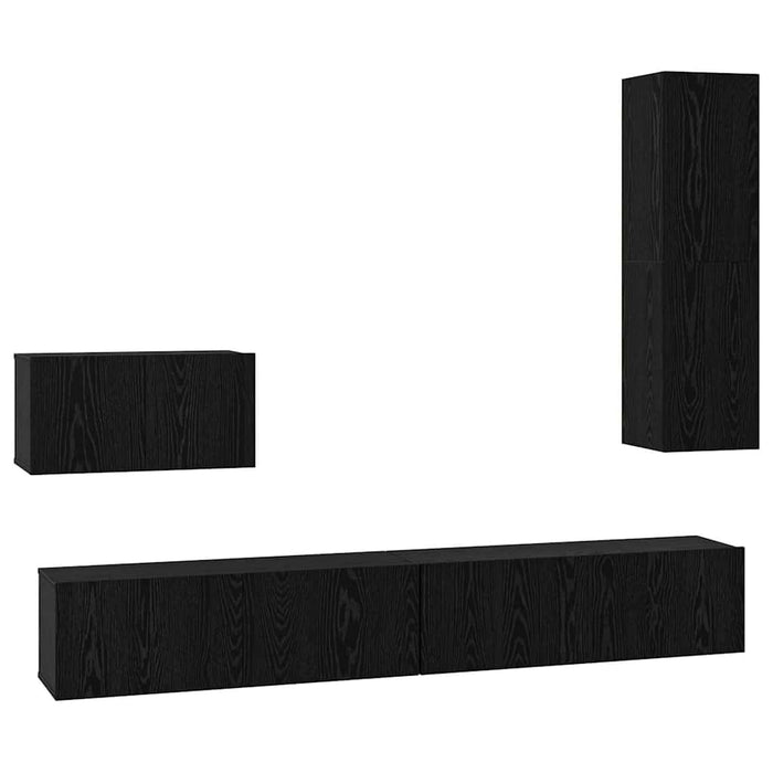 Dulap pentru TV pe Perete cu raft Altele cu depozitare cu ușă 4 pcs Stejar negru - WALTI WALTI