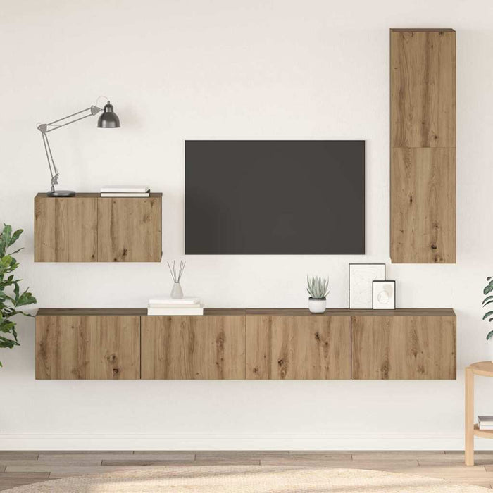 Dulap pentru TV pe Perete 4 pcs Stejar Artizanal Lemn compozit - WALTI WALTI