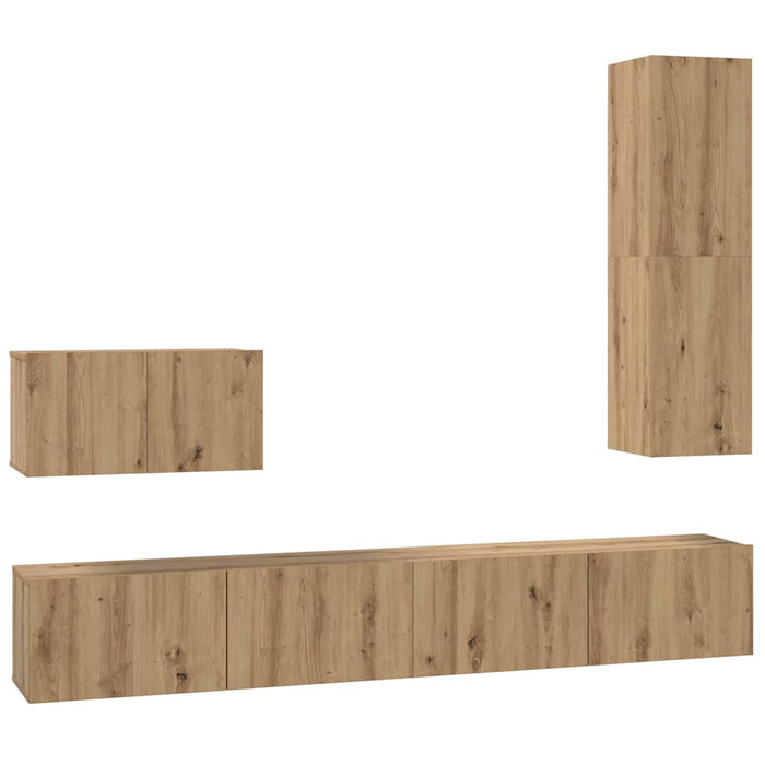 Dulap pentru TV pe Perete 4 pcs Stejar Artizanal Lemn compozit - WALTI WALTI