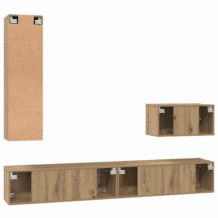 Dulap pentru TV pe Perete 4 pcs Stejar Artizanal Lemn compozit - WALTI WALTI
