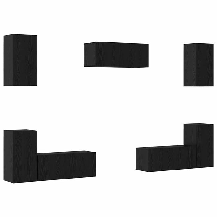 Set comodă TV cu raft Altele cu depozitare cu ușă 7 pcs Stejar negru Lemn compozit - WALTI WALTI