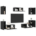 Set comodă TV cu raft Altele cu depozitare cu ușă 7 pcs Stejar negru Lemn compozit - WALTI WALTI