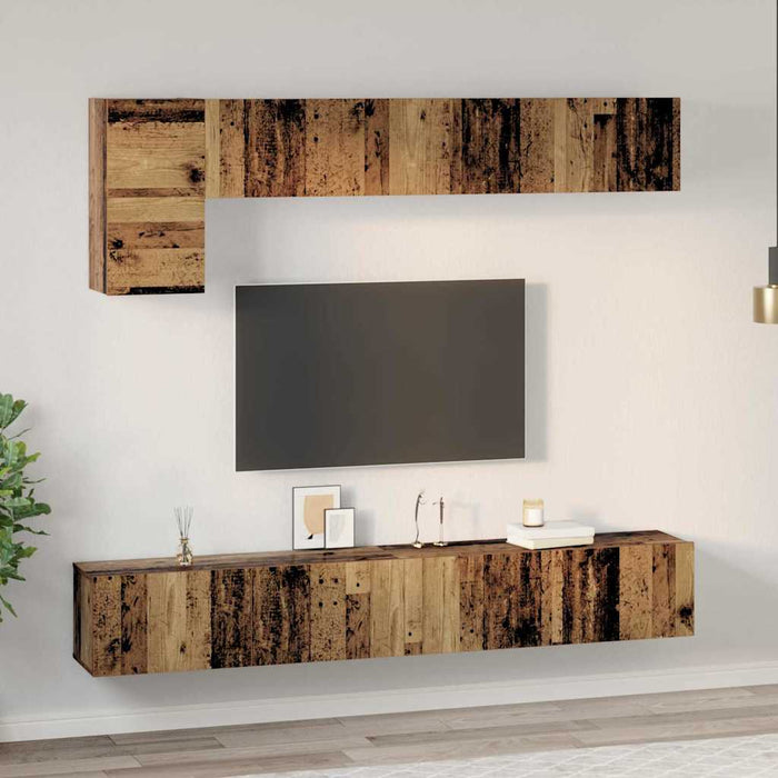 Set comodă TV 5 pcs Lemn vechi Mediu 100 cm x 30 cm x 30 cm - WALTI WALTI