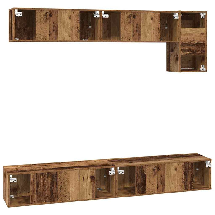 Set comodă TV 5 pcs Lemn vechi Mediu 100 cm x 30 cm x 30 cm - WALTI WALTI