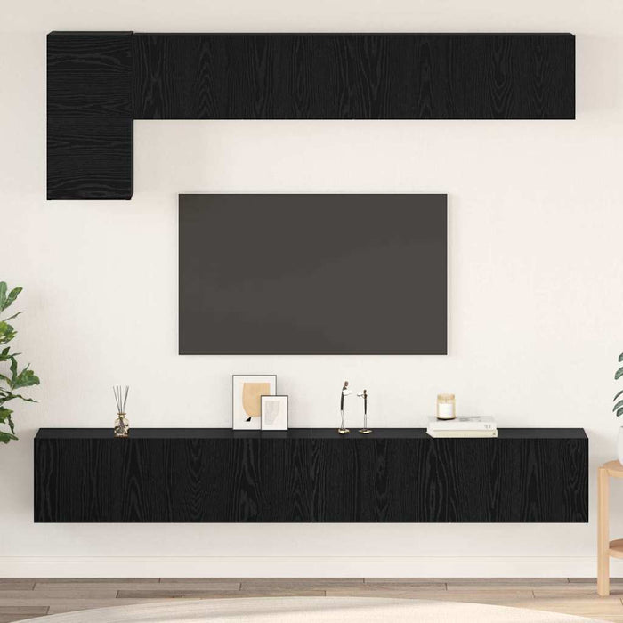 Set comodă TV 5 pcs Stejar negru 100 x 30 x 30 cm Lemn compozit - WALTI WALTI