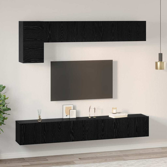 Set comodă TV 5 pcs Stejar negru 100 x 30 x 30 cm Lemn compozit - WALTI WALTI