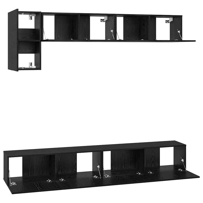 Set comodă TV 5 pcs Stejar negru 100 x 30 x 30 cm Lemn compozit - WALTI WALTI