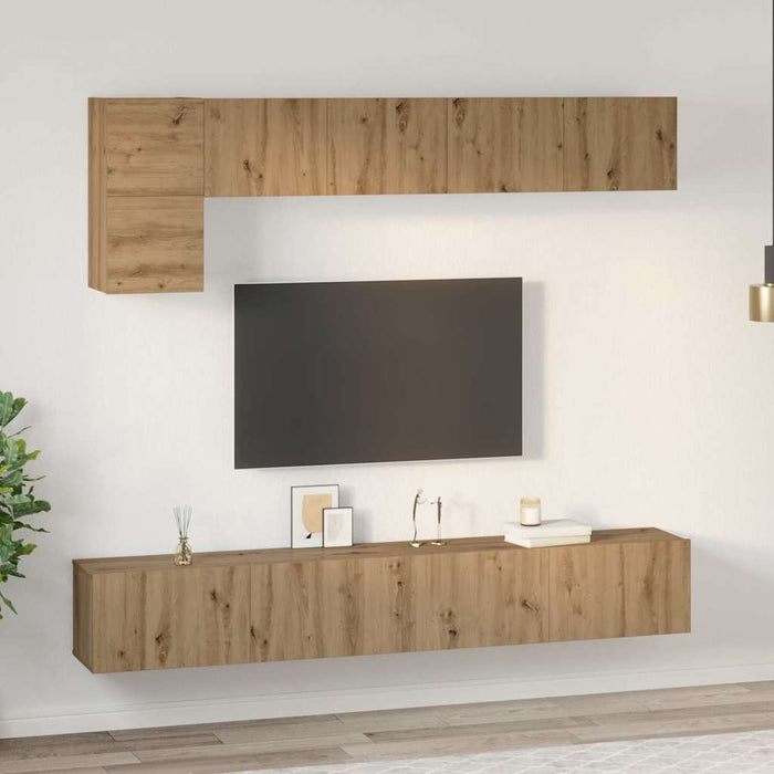 Set comodă TV cu raft Pe perete Altele 5 pcs stejar artizanal Mediu 100 cm - WALTI WALTI
