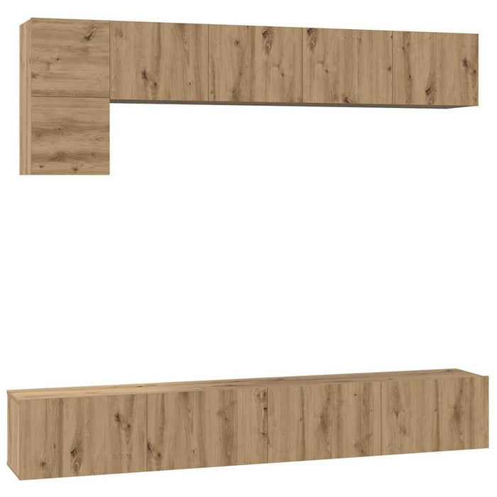 Set comodă TV cu raft Pe perete Altele 5 pcs stejar artizanal Mediu 100 cm - WALTI WALTI
