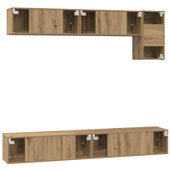 Set comodă TV cu raft Pe perete Altele 5 pcs stejar artizanal Mediu 100 cm - WALTI WALTI