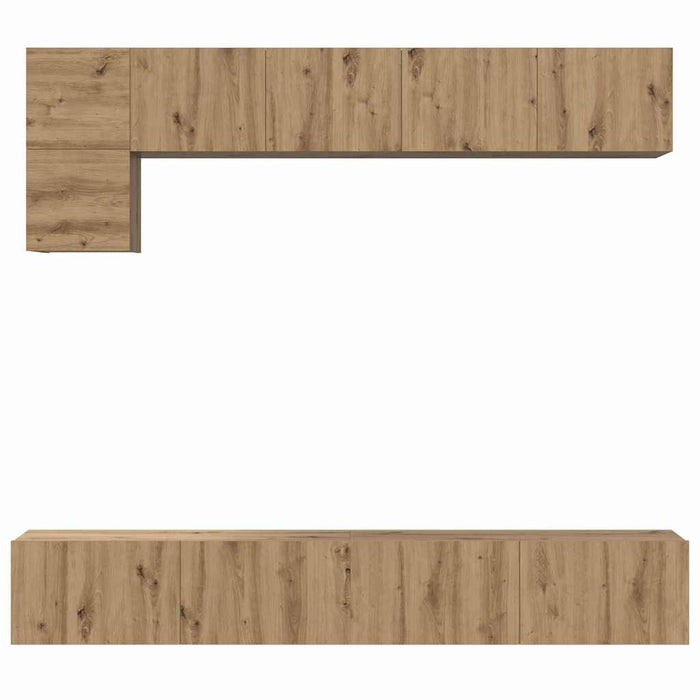 Set comodă TV cu raft Pe perete Altele 5 pcs stejar artizanal Mediu 100 cm - WALTI WALTI