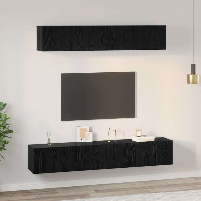 Set comodă TV 5 pcs Stejar negru 80 x 30 x 30 cm Lemn compozit - WALTI WALTI