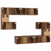 Set comodă TV Pe perete 8 pcs Lemn Vechi Lemn compozit - WALTI WALTI