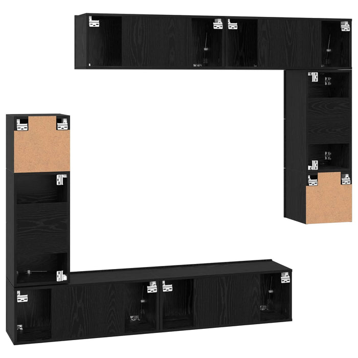Set comodă TV Pe perete 8 pcs Stejar Negru Lemn compozit - WALTI WALTI
