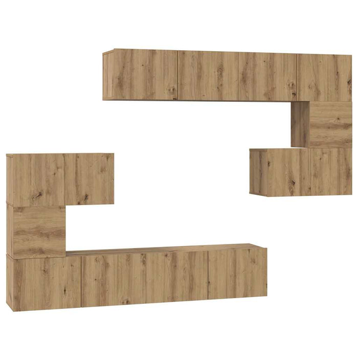 Set comodă TV Pe perete 8 pcs Stejar Artizanal Lemn compozit - WALTI WALTI