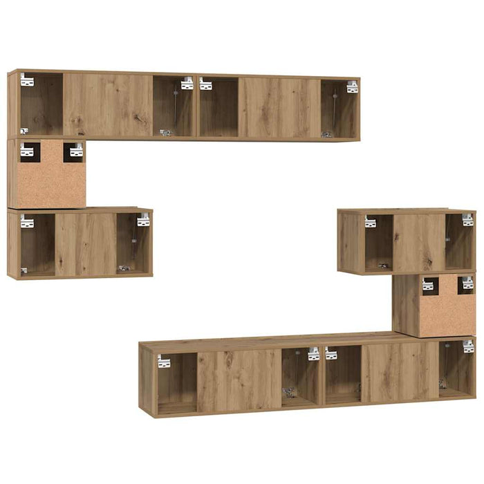 Set comodă TV Pe perete 8 pcs Stejar Artizanal Lemn compozit - WALTI WALTI