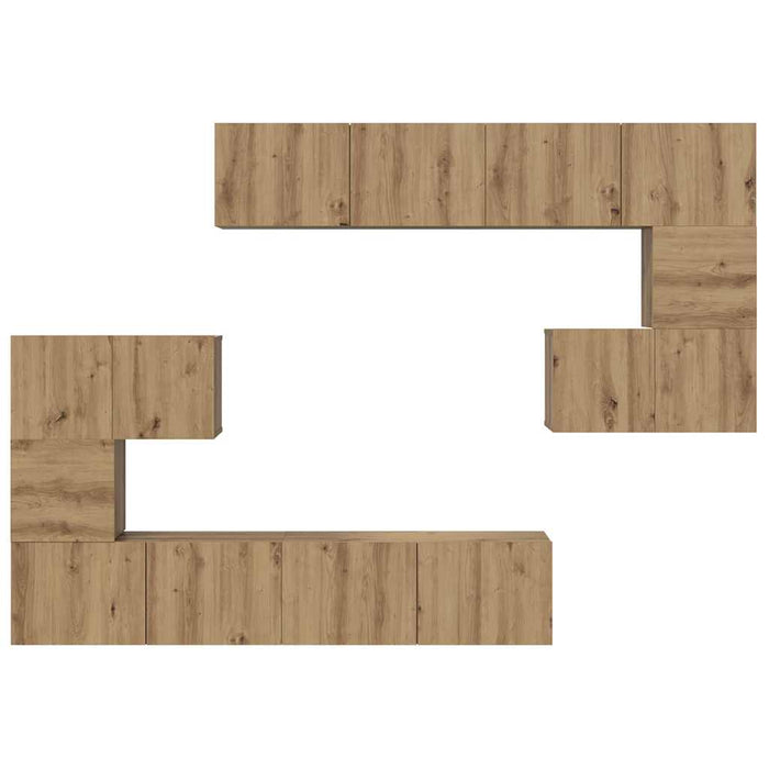 Set comodă TV Pe perete 8 pcs Stejar Artizanal Lemn compozit - WALTI WALTI