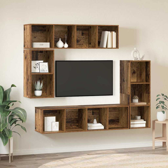 Set comodă TV cu depozitare 4 pcs Lemn vechi Lemn compozit - WALTI WALTI