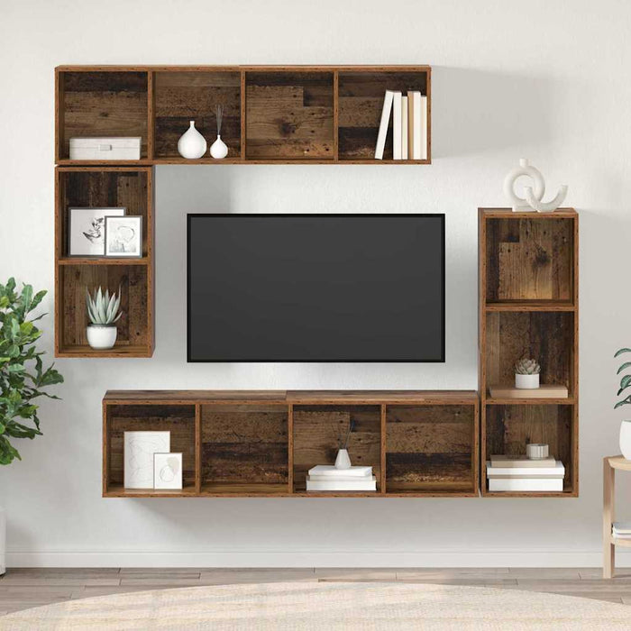 Set comodă TV cu depozitare 4 pcs Lemn vechi Lemn compozit - WALTI WALTI