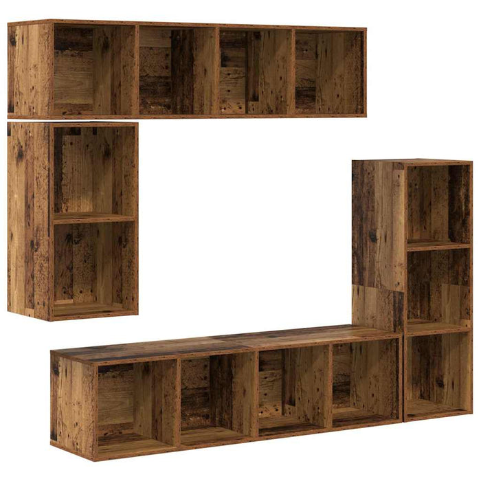 Set comodă TV cu depozitare 4 pcs Lemn vechi Lemn compozit - WALTI WALTI