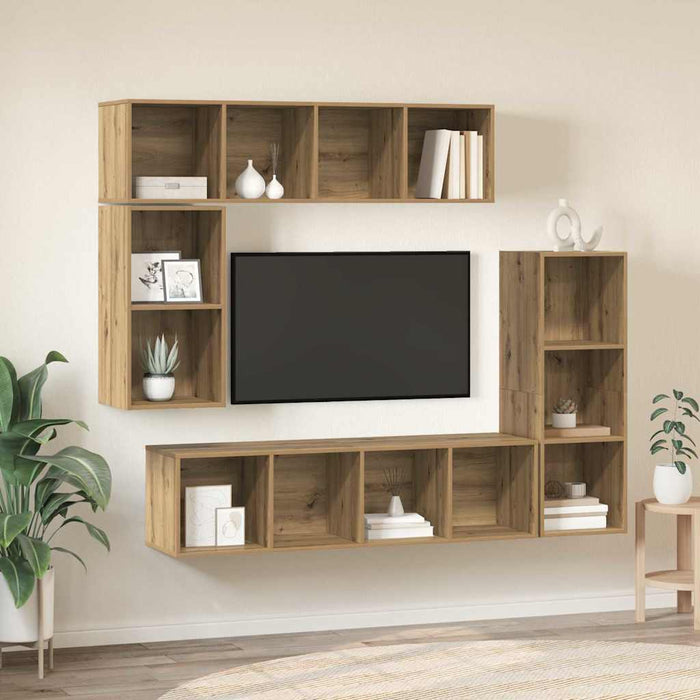 Set comodă TV 4 pcs stejar artizanal Lemn compozit - WALTI WALTI