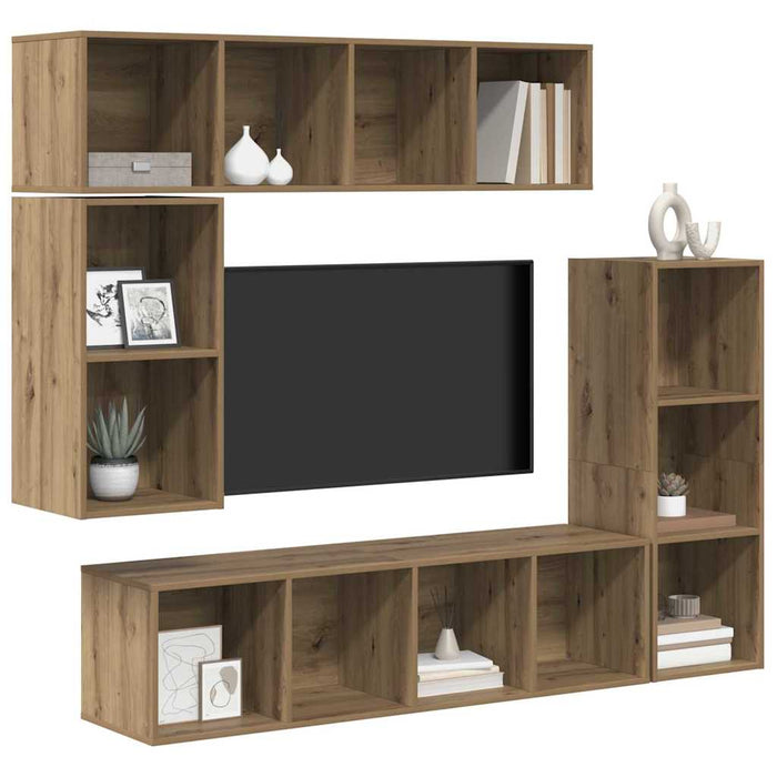 Set comodă TV 4 pcs stejar artizanal Lemn compozit - WALTI WALTI