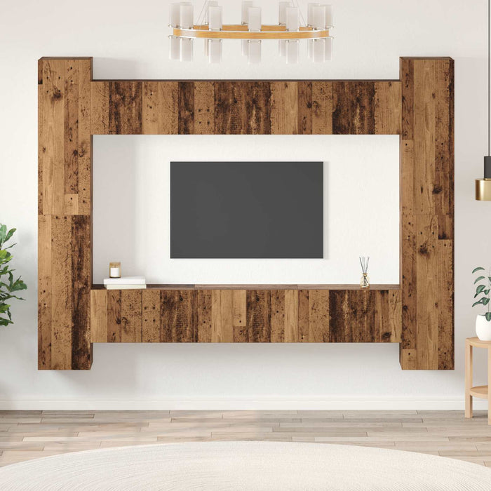 Set comodă TV 10 pcs Lemn Vechi 30,5 x 30 x 90 cm Lemn compozit - WALTI WALTI