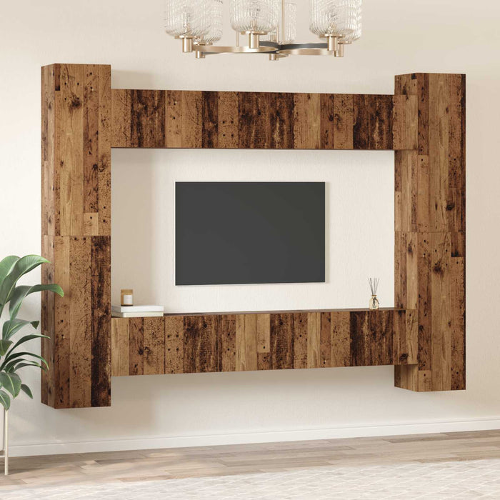 Set comodă TV 10 pcs Lemn Vechi 30,5 x 30 x 90 cm Lemn compozit - WALTI WALTI