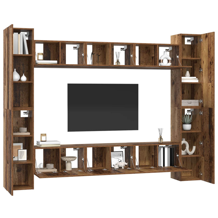 Set comodă TV 10 pcs Lemn Vechi 30,5 x 30 x 90 cm Lemn compozit - WALTI WALTI