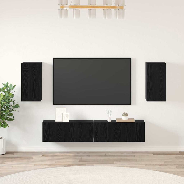 Set dulapuri TV cu raft 4 pcs Stejar negru 80 x 30 x 30.5 cm - WALTI WALTI
