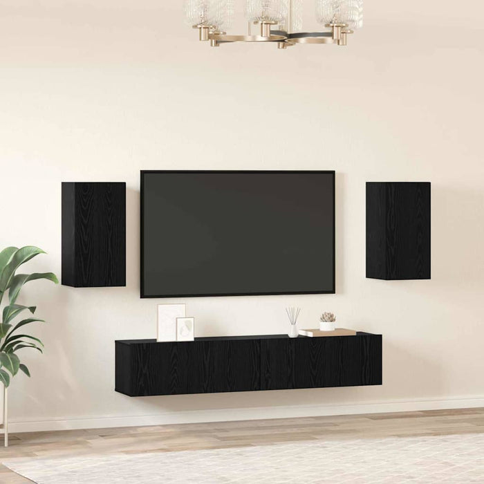Set dulapuri TV cu raft 4 pcs Stejar negru 80 x 30 x 30.5 cm - WALTI WALTI