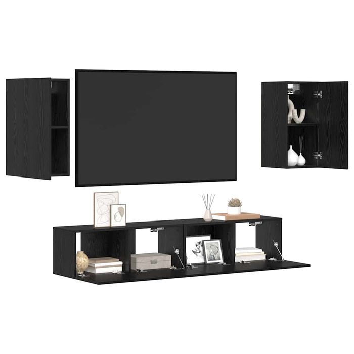 Set dulapuri TV cu raft 4 pcs Stejar negru 80 x 30 x 30.5 cm - WALTI WALTI