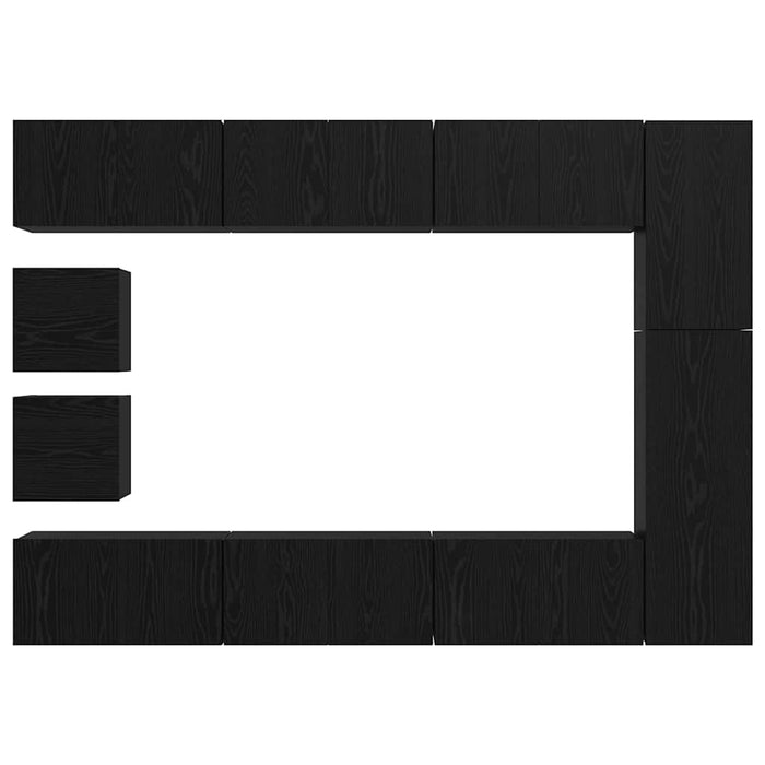 Set comodă TV Pe perete 10 pcs Stejar Negru Lemn compozit - WALTI WALTI