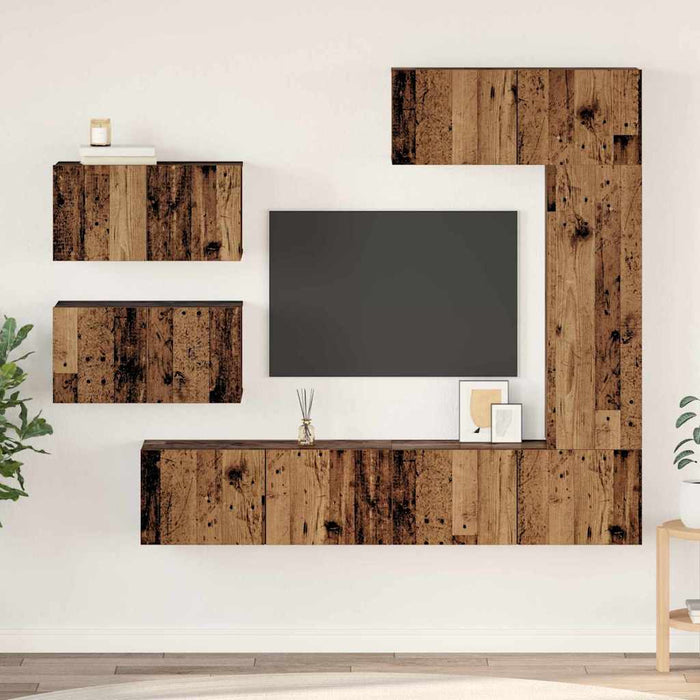 Set comodă TV 6 pcs Lemn vechi 30.5 x 30 x 90 cm Lemn compozit - WALTI WALTI