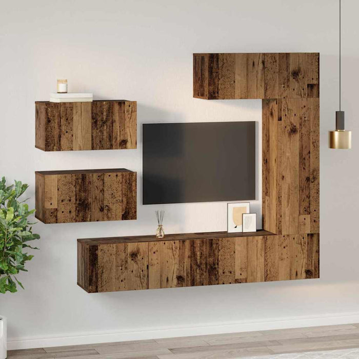 Set comodă TV 6 pcs Lemn vechi 30.5 x 30 x 90 cm Lemn compozit - WALTI WALTI