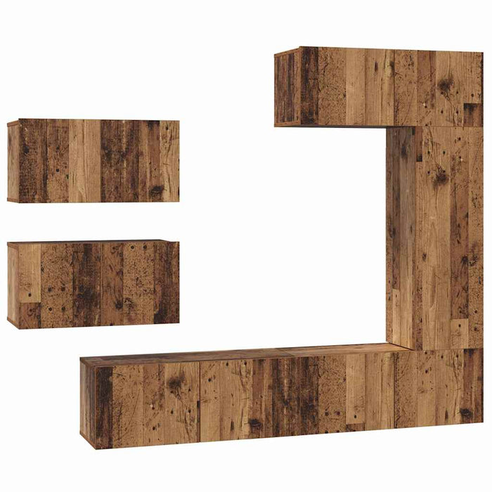Set comodă TV 6 pcs Lemn vechi 30.5 x 30 x 90 cm Lemn compozit - WALTI WALTI