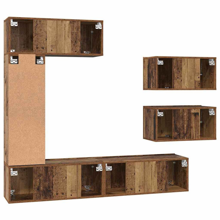 Set comodă TV 6 pcs Lemn vechi 30.5 x 30 x 90 cm Lemn compozit - WALTI WALTI