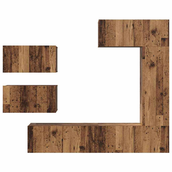 Set comodă TV 6 pcs Lemn vechi 30.5 x 30 x 90 cm Lemn compozit - WALTI WALTI