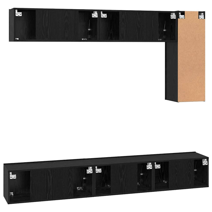 Set comodă TV cu raft Pe perete Altele 6 pcs Stejar negru 30.5 x 30 x 90 cm - WALTI WALTI
