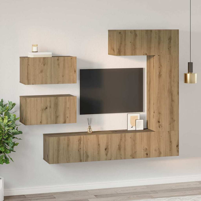 Set comodă TV cu raft Altele 6 pcs stejar artizanal 30.5 x 30 x 90 cm - WALTI WALTI