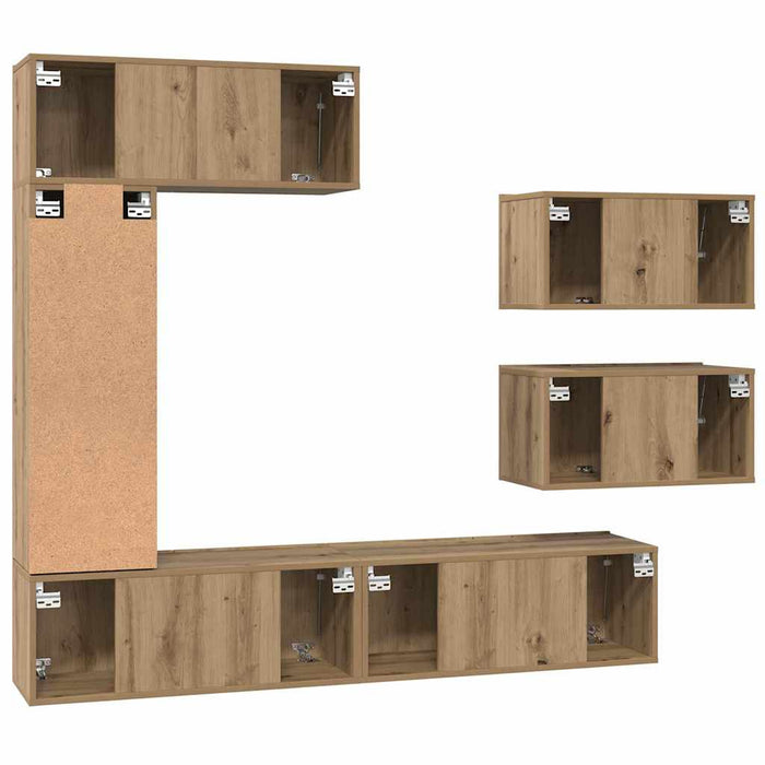 Set comodă TV cu raft Altele 6 pcs stejar artizanal 30.5 x 30 x 90 cm - WALTI WALTI