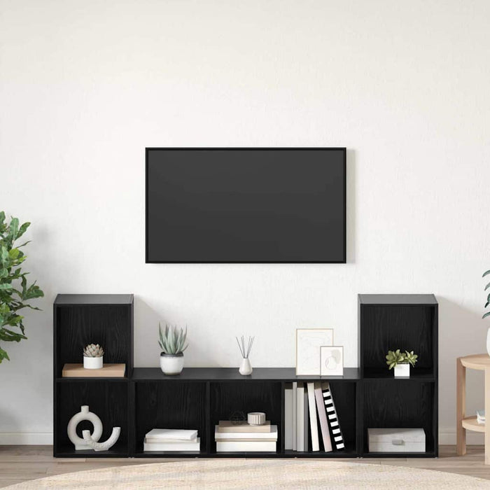 Set comodă TV Pe perete 3 pcs Negru Lemn compozit - WALTI WALTI