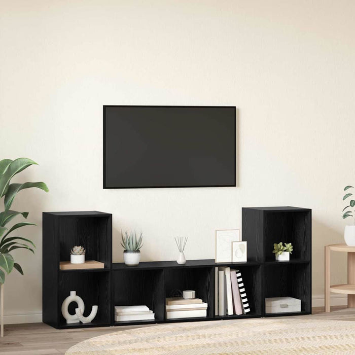 Set comodă TV Pe perete 3 pcs Negru Lemn compozit - WALTI WALTI